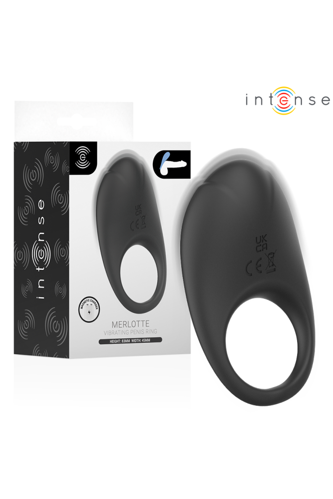 INTENSE - MERLOTTE ANILLO VIBRADOR CON ESTIMULACIÓN DE CLÍTORIS NEGRO