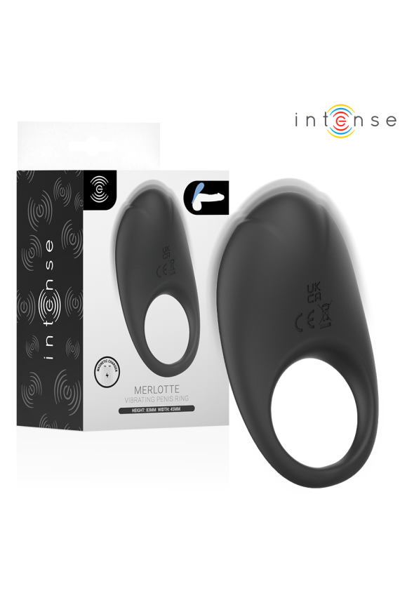 INTENSE - MERLOTTE ANILLO VIBRADOR CON ESTIMULACIÓN DE CLÍTORIS NEGRO