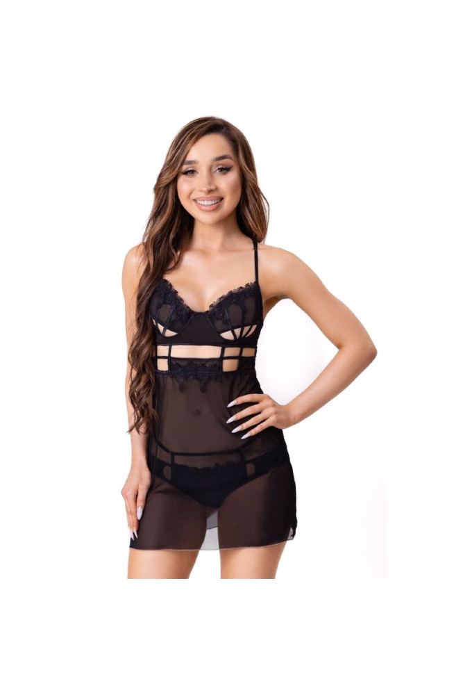 LIVCO CORSETTI FASHION - MAIA 20247 BABYDOLL + PERIZOMA NERO S/M