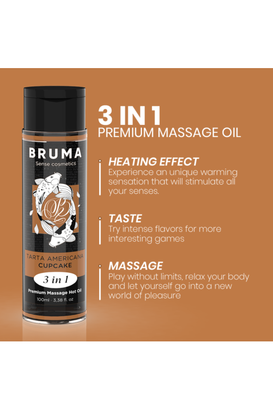 BRUMA - OLIO DA MASSAGGIO PREMIUM EFFETTO CALORE SAPORE CUPACKE 3 IN 1 - 100 ML