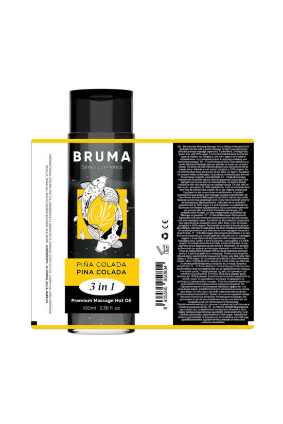 BRUMA - OLIO DA MASSAGGIO PREMIUM EFFETTO CALORE SAPORE PINA COLADA 3 IN 1 - 100 ML