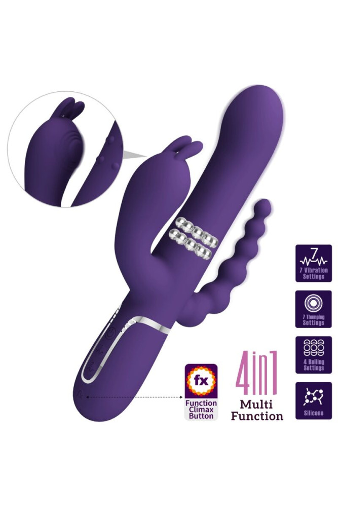 PRETTY LOVE - CAMMY VIBRATORE TRIPLO MULTIFUNZIONE 4 IN 1 VIOLA