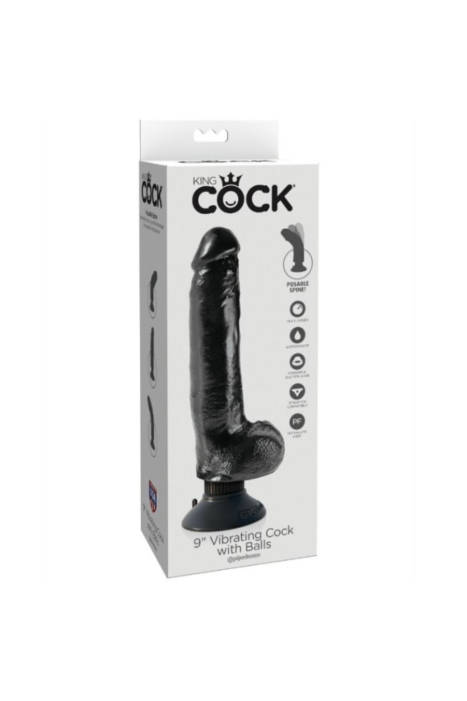 KING COCK - DILDO VIBRANTE CON TESTICOLI 23 CM NERO