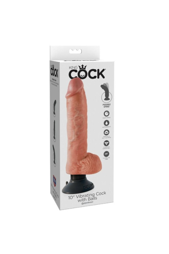 KING COCK - DILDO VIBRANTE CON TESTICOLI 25.5 CM COLORE NATURALE