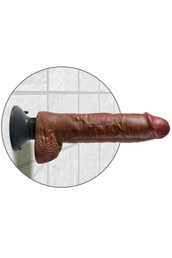 KING COCK - DILDO VIBRATORE CON TESTICOLI 25.5 CM COLORE MARRONE