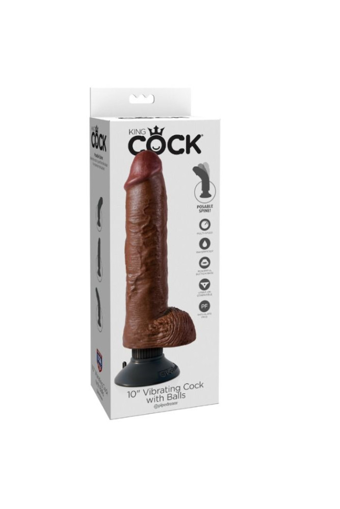 KING COCK - DILDO VIBRATORE CON TESTICOLI 25.5 CM COLORE MARRONE