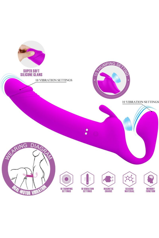 PRETTY LOVE - ZANINI STRAPLESS STRAP-ON 10 VIBRAZIONI VIOLA