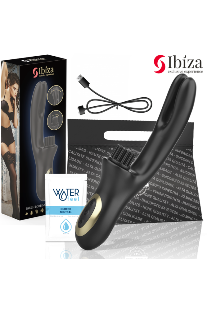 IBIZA - VIBRATORE CLITORIALE MULTICELLULARE E DOPPIA ONDA CON SPAZZOLA RABITT HI-TECH