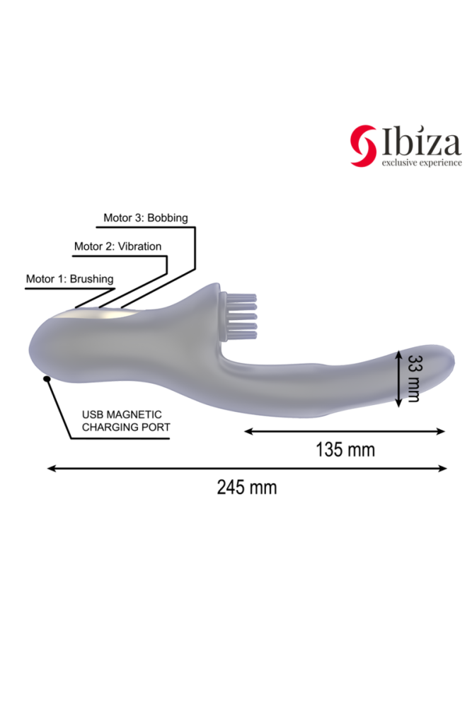 IBIZA - VIBRATORE CLITORIALE MULTICELLULARE E DOPPIA ONDA CON SPAZZOLA RABITT HI-TECH