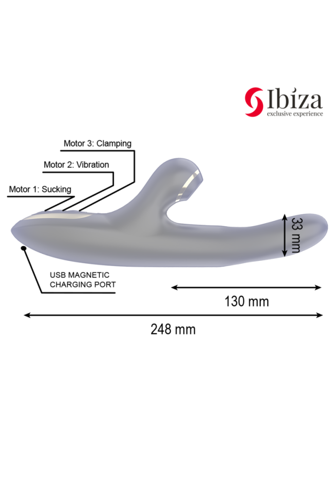 IBIZA - DOPPIO VIBRATORE BLOCCAGGIO NERO