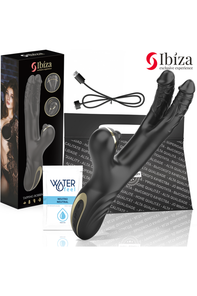 IBIZA - TWO DRAGONS DOPPIO VIBRATORE NERO