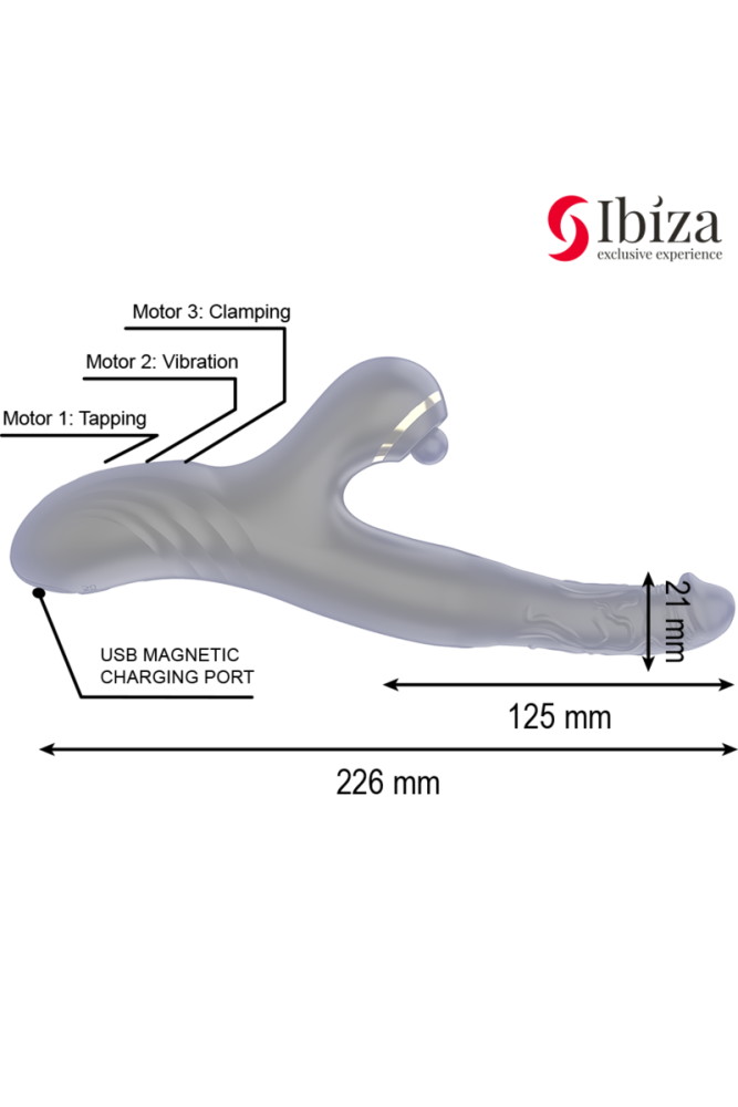 IBIZA - TWO DRAGONS DOPPIO VIBRATORE NERO
