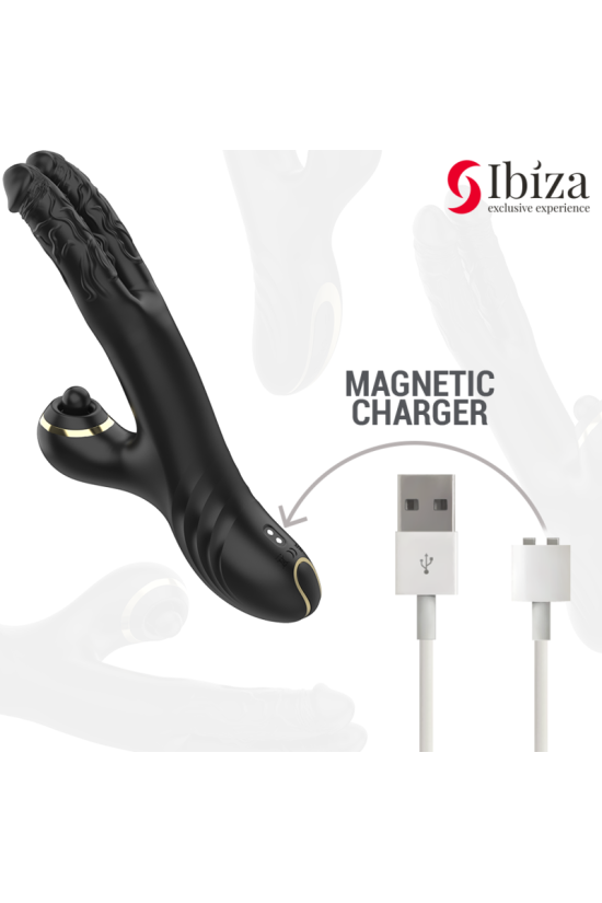 IBIZA - TWO DRAGONS DOPPIO VIBRATORE NERO