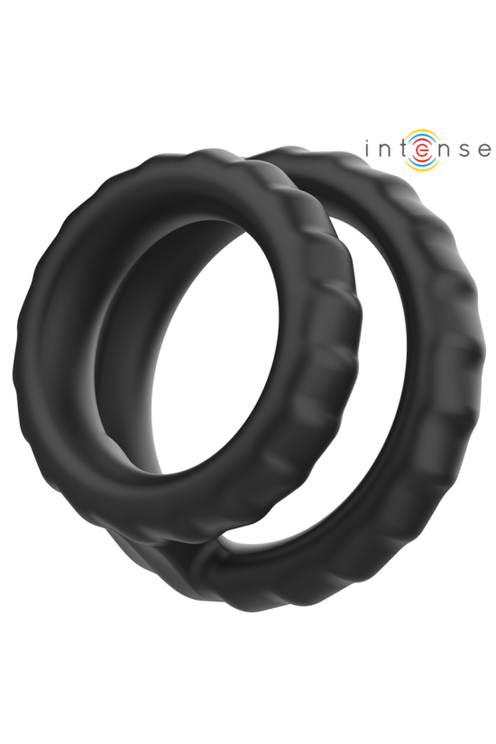 INTENSE - DEWEY DOPPIO ANELLO PER PENE IN SILICONE MODELLO NERO 2