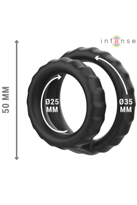 INTENSE - DEWEY DOPPIO ANELLO PER PENE IN SILICONE MODELLO NERO 2