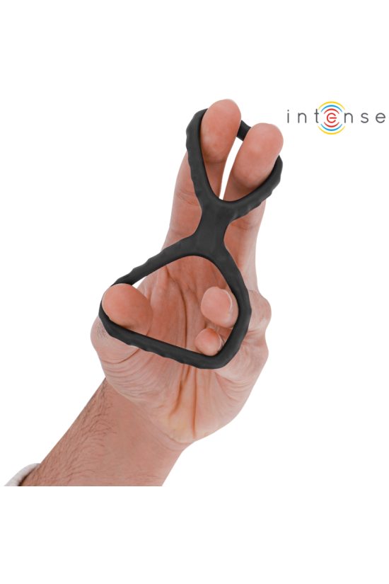 INTENSE - DEWEY DOPPIO ANELLO PER PENE IN SILICONE MODELLO NERO 2