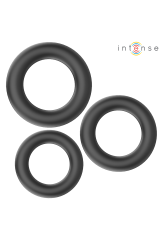 INTENSE - HUGH 3 ANELLI PER PENE IN SILICONE BASIC NERI
