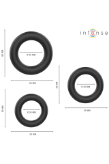 INTENSE - HUGH 3 ANELLI PER PENE IN SILICONE BASIC NERI