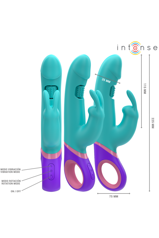 INTENSE - MONICA VIBRATORE RABBIT CON STIMOLATORE G-SPOT ROTANTE BLU