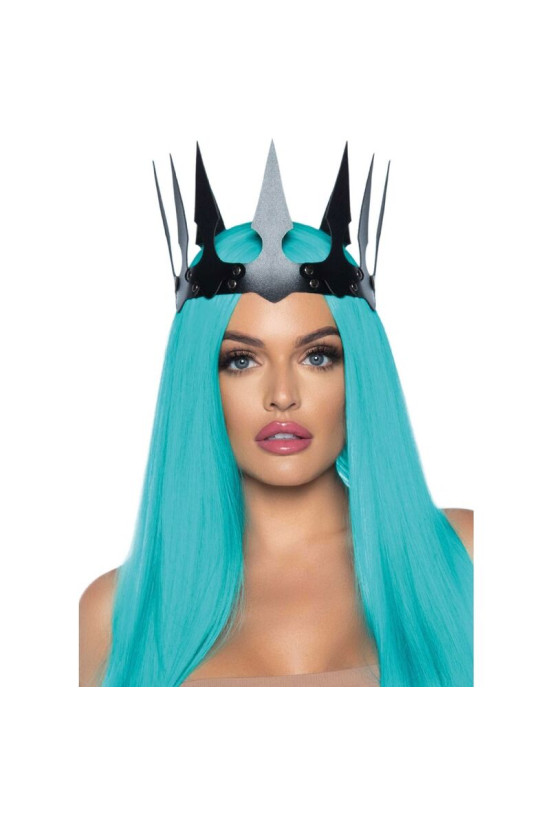 LEG AVENUE - CORONA MALEFICENT IN PELLE SINTETICA CON BORCHIE NERA