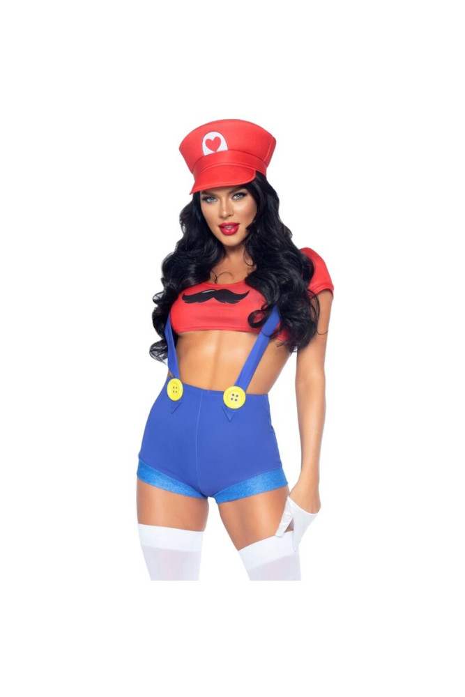 LEG AVENUE - COSTUME SEXY MARIO BROS ROSSO/BLU M