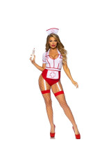 LEG AVENUE - COSTUME DA INFERMIERA SEXY ROSSO/BIANCO M