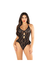 LEG AVENUE - BODY CON FIOCCO E VOLANT NERO TAGLIA UNICA