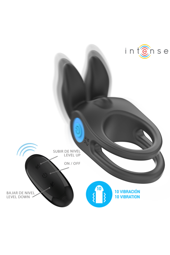 INTENSE - SAM VIBRATORE DOPPIO ANELLO PER PENE 10 VIBRAZIONI NERO