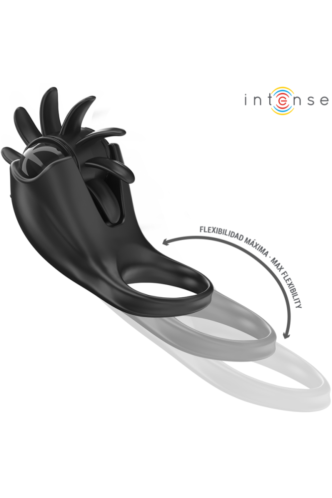 INTENSE - MABEL ANELLO VIBRANTE 10 VIBRAZIONI CON STIMOLATORE CLITORIDEO NERO