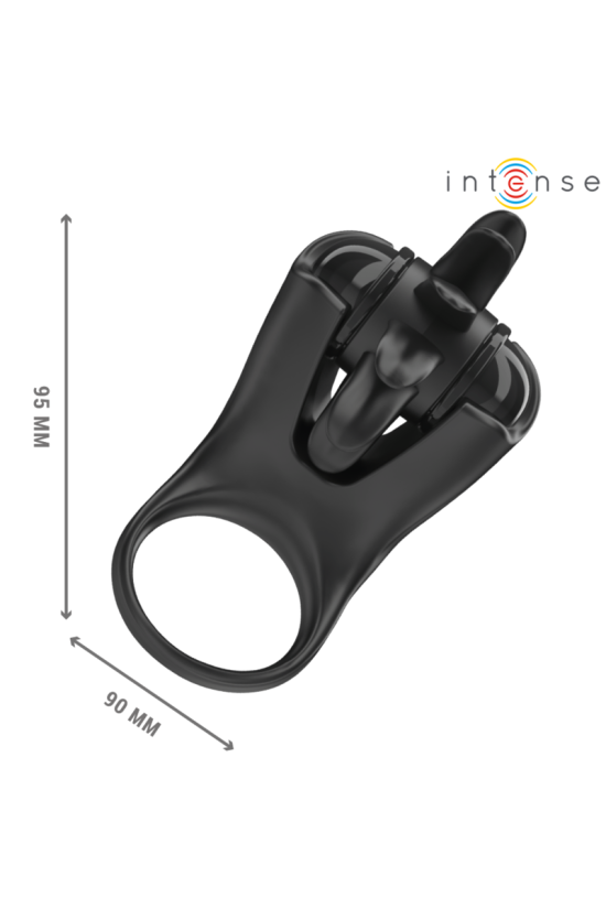 INTENSE - MABEL ANELLO VIBRANTE 10 VIBRAZIONI CON STIMOLATORE CLITORIDEO NERO
