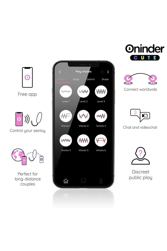 ONINDER CUTE - UOVO IN SILICONE VIBRANTE-ROTANTE A 360° PER AMARE IL PIACERE - APP GLOBALE GRATUITA