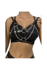 SUBBLIME - 953713 CINTURA PUNK BONDAGE FIBBIA METALLO NERA TAGLIA UNICA