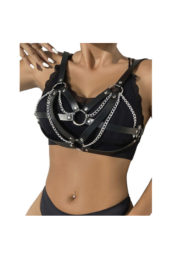 SUBBLIME - 953713 CINTURA PUNK BONDAGE FIBBIA METALLO NERA TAGLIA UNICA