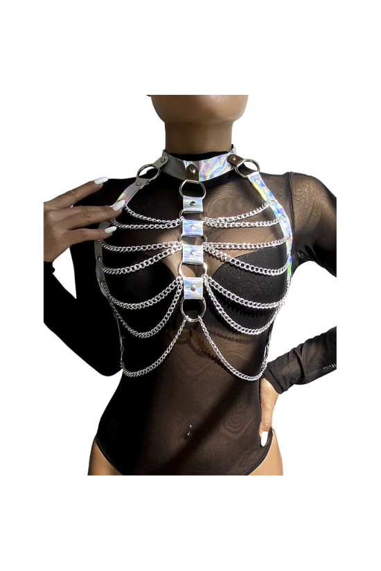 SUBBLIME - 953737 IMBRACATURA PETTORALE CON ANELLI E CATENE ARGENTO TAGLIA UNICA