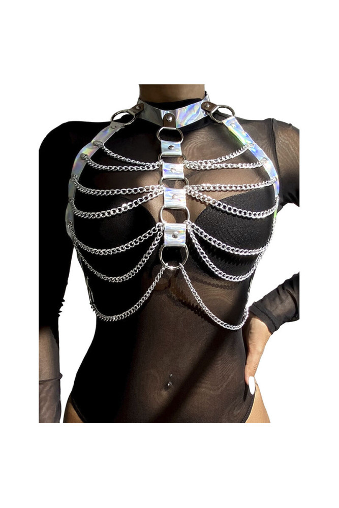 SUBBLIME - 953737 IMBRACATURA PETTORALE CON ANELLI E CATENE ARGENTO TAGLIA UNICA