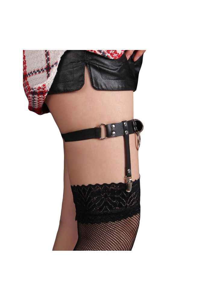 SUBBLIME - 953744 GIARRETRELLA PUNK IN PELLE REGOLABILE NERA TAGLIA UNICA