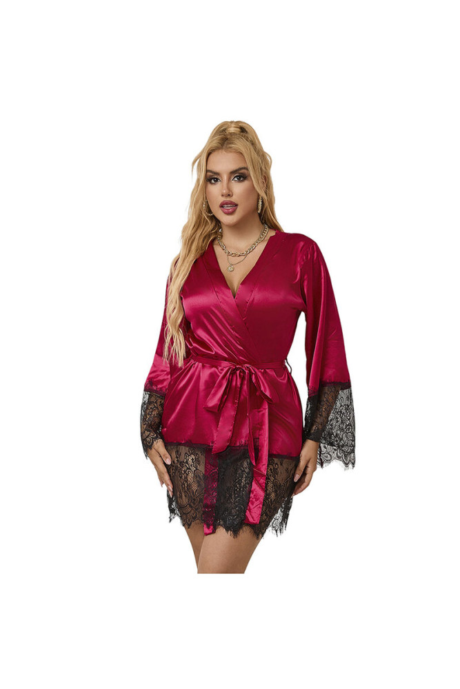 SUBBLIME - 953829 ELEGANTE PIGIAMA IN PIZZO + PERIZOMA ROSSO L/XL