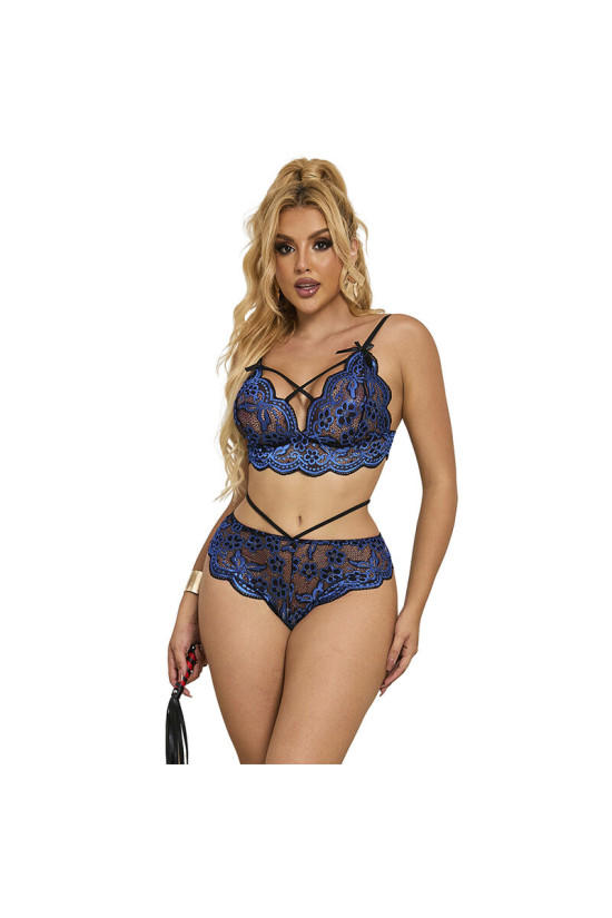 SUBBLIME - 954079 REGGISENO + SLIP PIZZO BLU L/XL