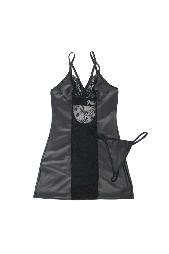 SUBBLIME - 954178 VESTITO + PERIZOMA PELLE NERO L/XL