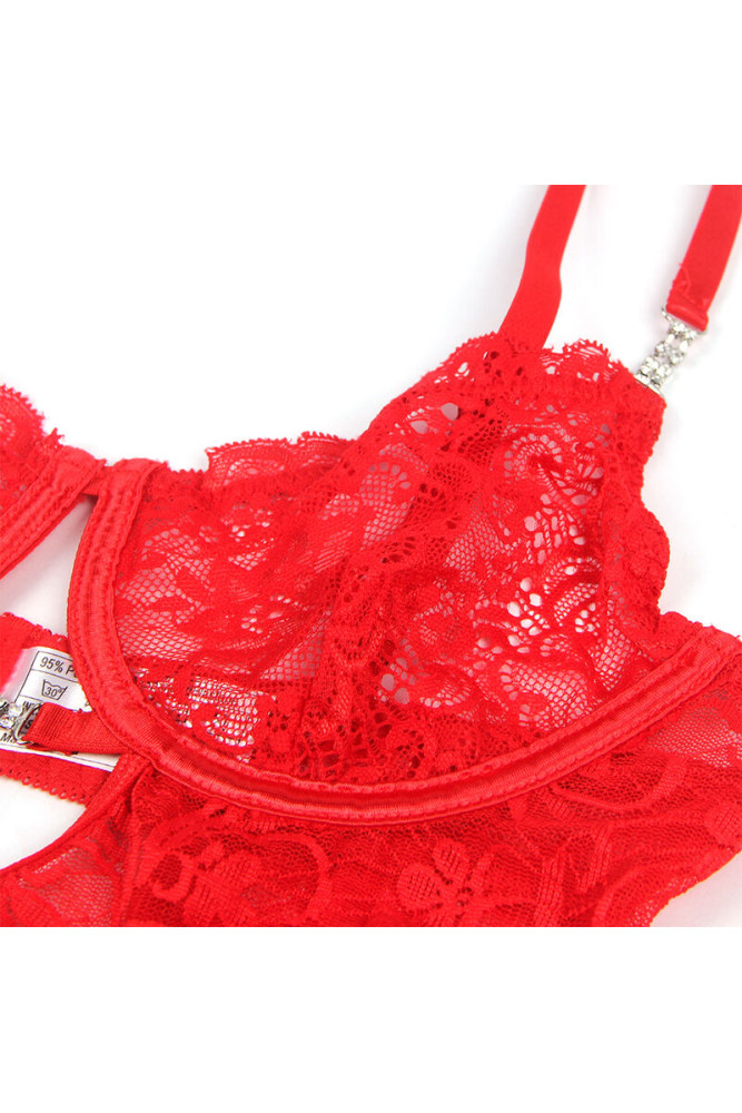 SUBBLIME - 954208 BABYDOLL IN PIZZO CON SPALLINE REGOLABILI ROSSO S/M