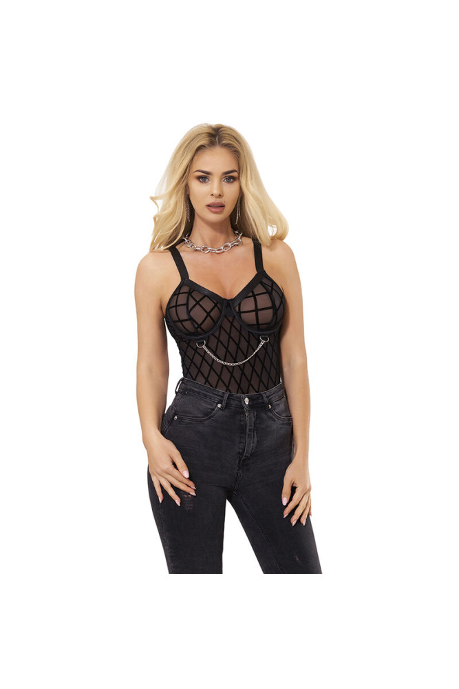 SUBBLIME - 9542277 BODY CON CATENE + CINTURA REGGICALZE NERO L/XL