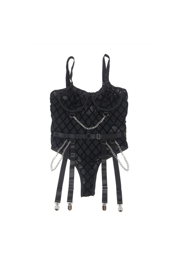 SUBBLIME - 9542277 BODY CON CATENE + CINTURA REGGICALZE NERO L/XL