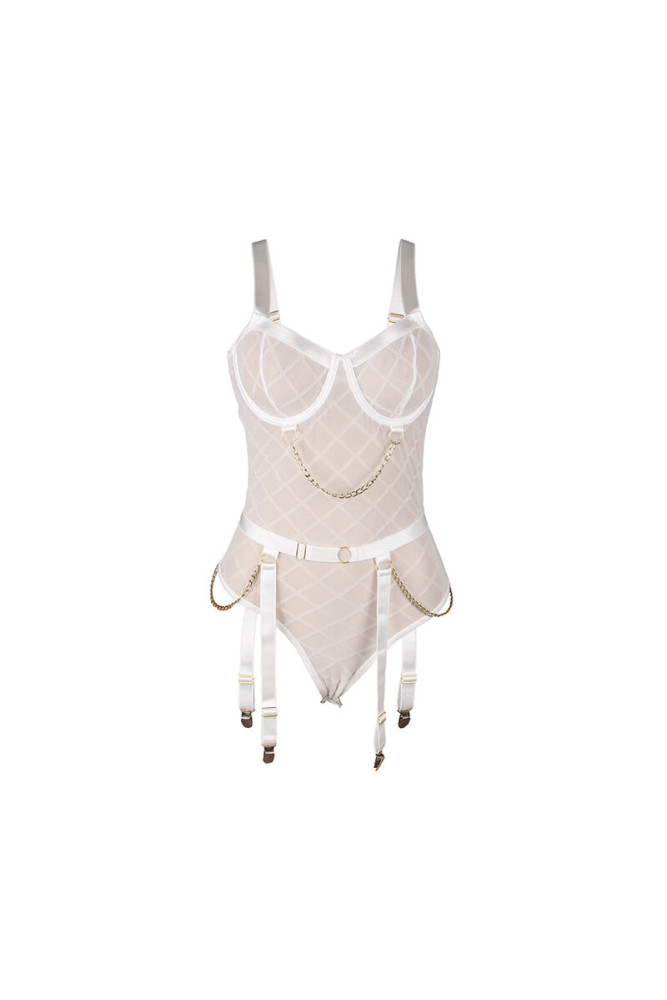SUBBLIME - 954284 BODY CON CATENE + CINTURA GIACCHE BIANCO S/M