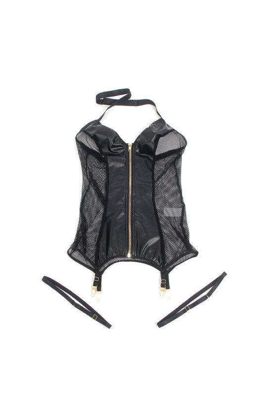 SUBBLIME - 954451 ABITO SEXY IN RETE PELLE NERO L/XL