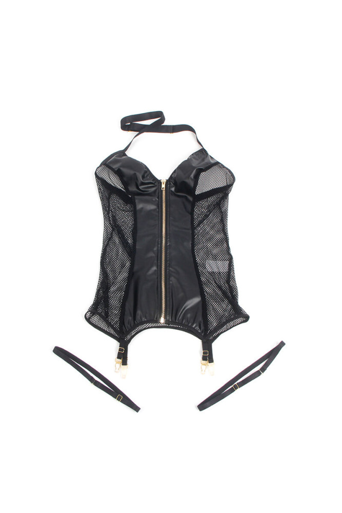 SUBBLIME - 954451 ABITO SEXY IN RETE PELLE NERO L/XL