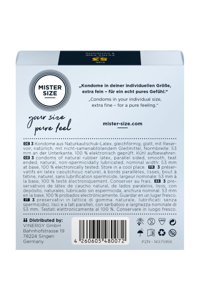 MISTER SIZE - PRESERVATIVO TAGLIA M 53 MM (3 UNITÀ)