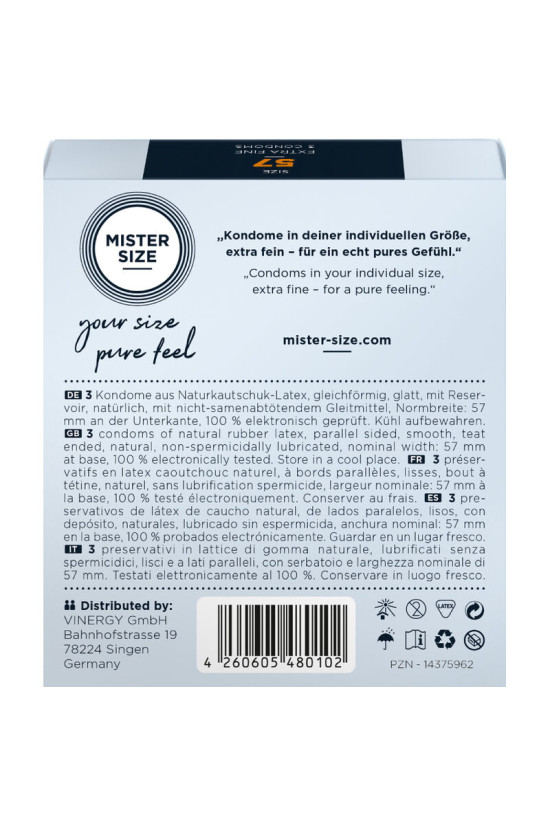 MISTER SIZE - PRESERVATIVO TAGLIA L 57 MM (3 UNITÀ)