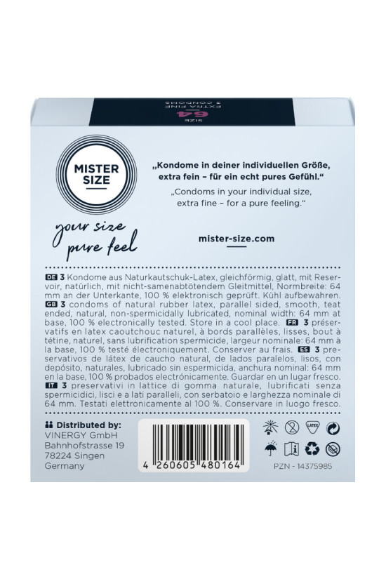 MISTER SIZE - PRESERVATIVI TAGLIA XXL 64 MM (3 UNITÀ)