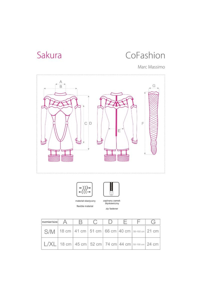 LIVCO CORSETTI FASHION - SAKURA CF 90357 TUTA + GUANTI LUNGHI + CINTURA REGGICALZE NERA L/XL
