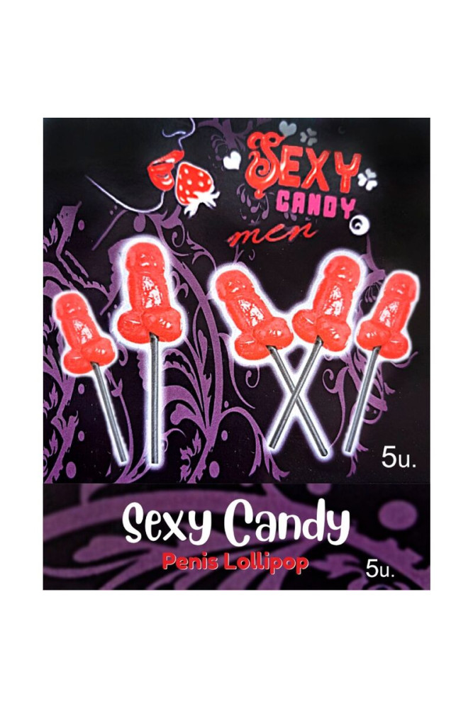 DIABLO PICANTE - SCATOLA DA 5 LECCA-LECCA A FORMA DI PENE ALLA CILIEGIA